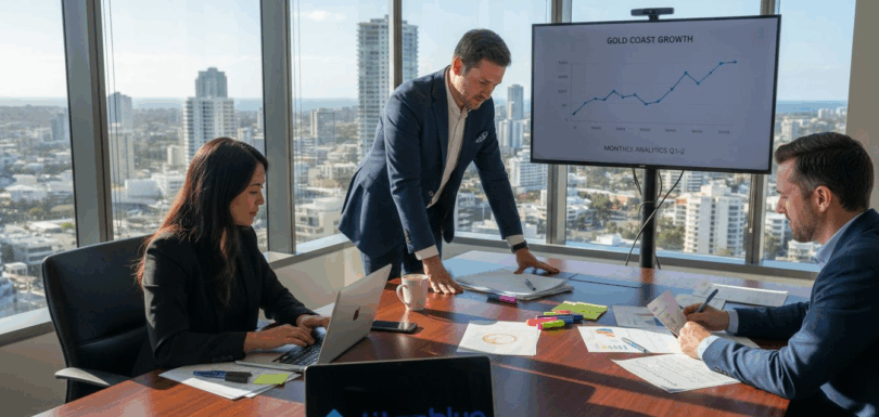 Gold Coast marketing team reviewing campaign analytics
