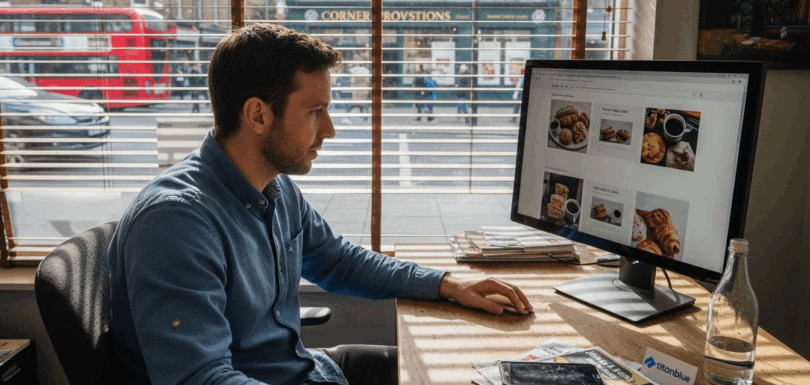 Web designer working on local business homepage