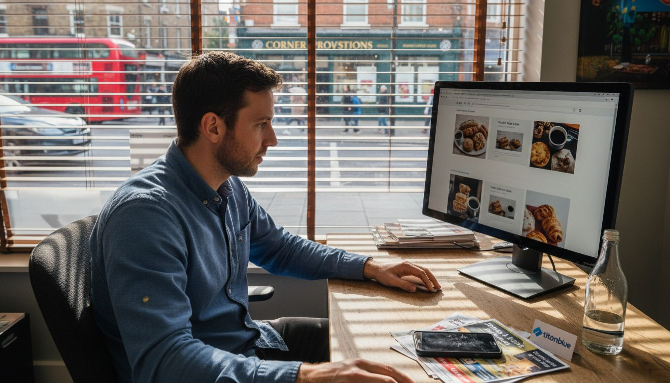 Web designer working on local business homepage