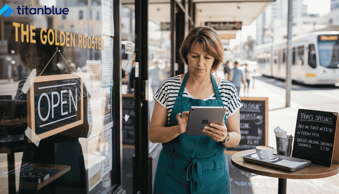 Gold Coast café owner updates business hours outside shop