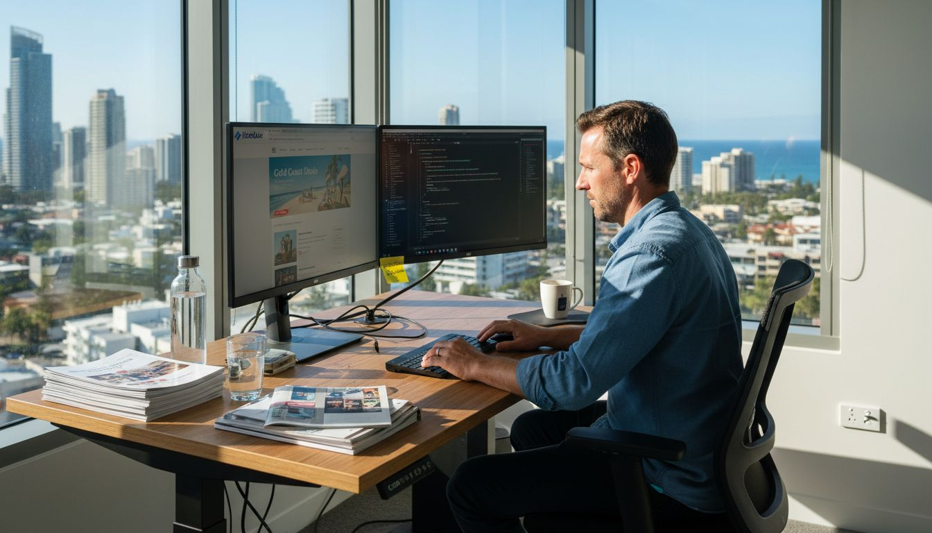 Web designer working in Gold Coast office