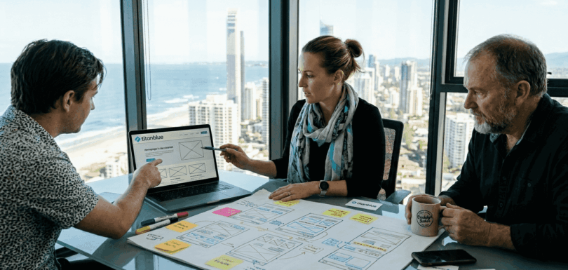 SMB team planning website design in office