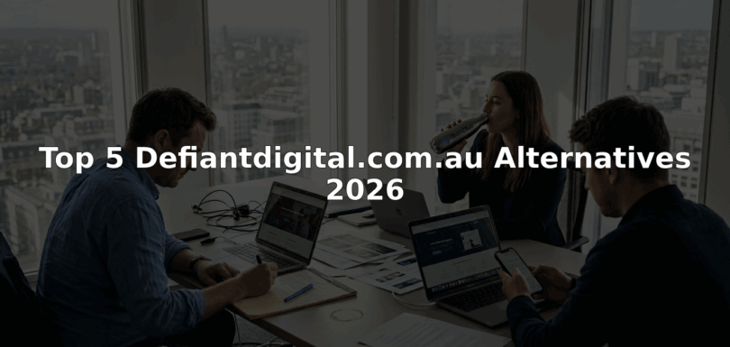 Digital agency team comparing alternatives in office