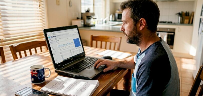 Australian business owner checking SEO analytics at home