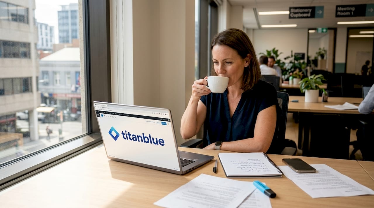 Australian business owner updating website for SEO