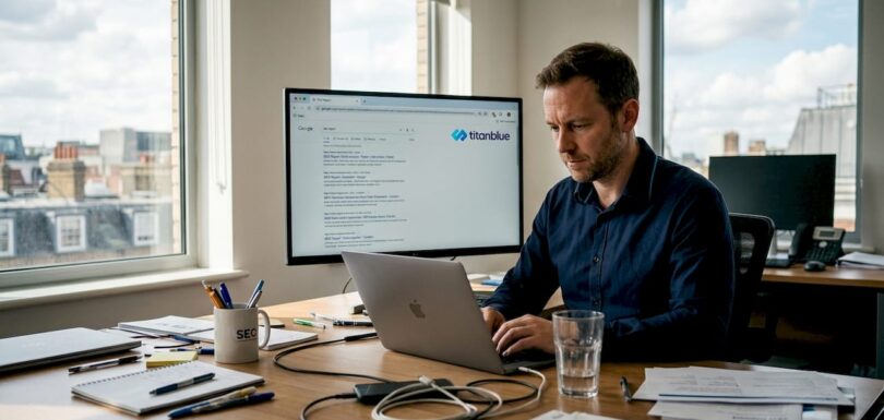 SEO specialist working in business office