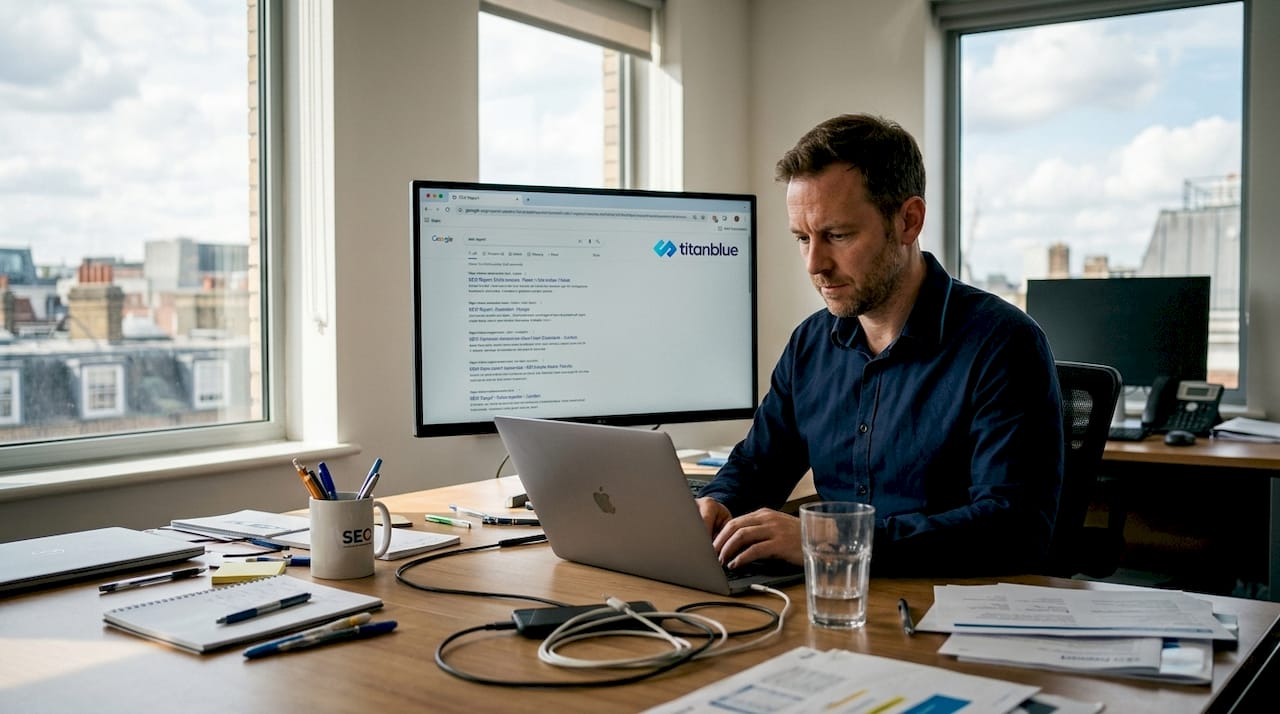 SEO specialist working in business office