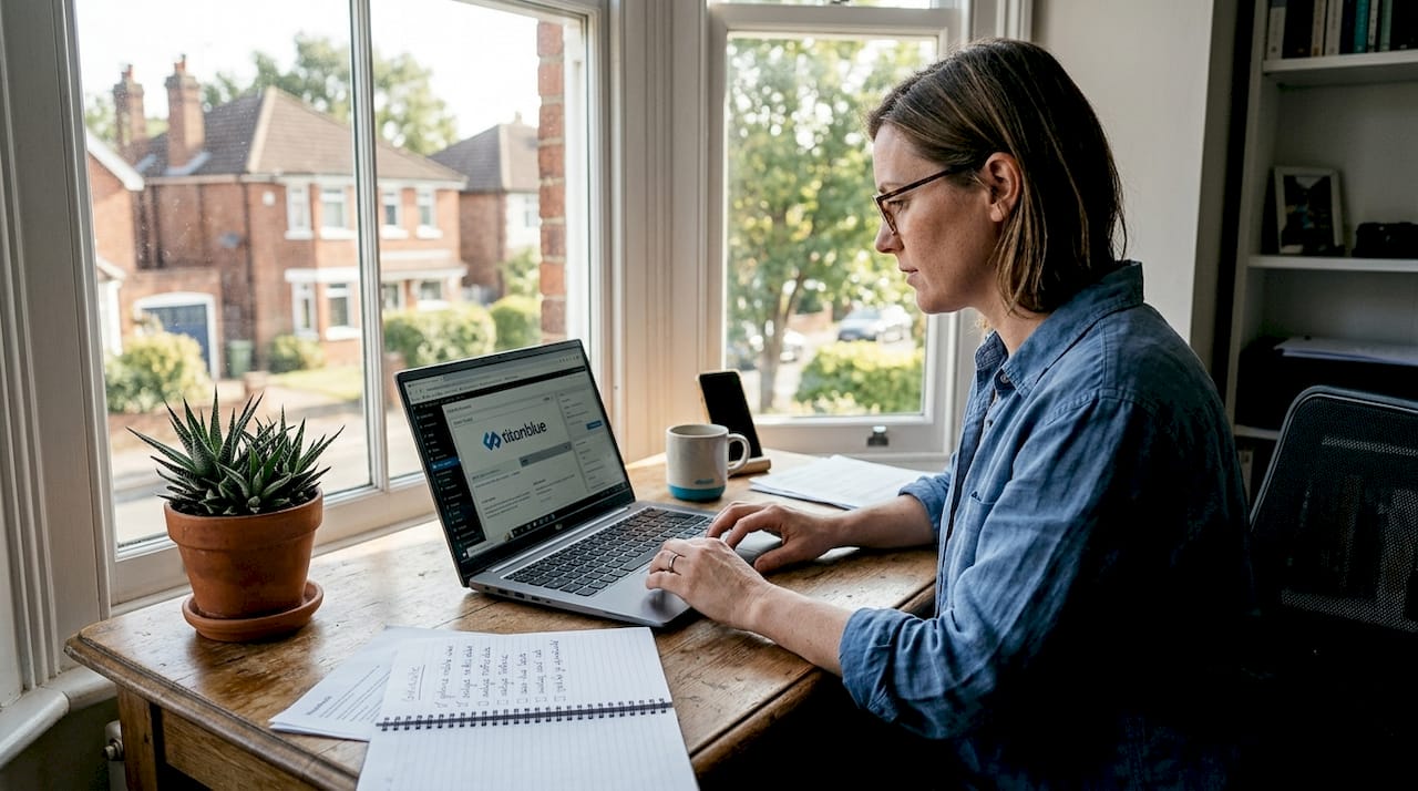 Small business owner working on SEO at desk