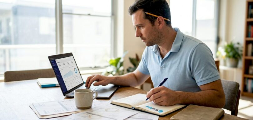 Small business owner reviewing online sales analytics