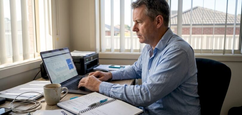 Australian SMB owner reviewing SEO analytics