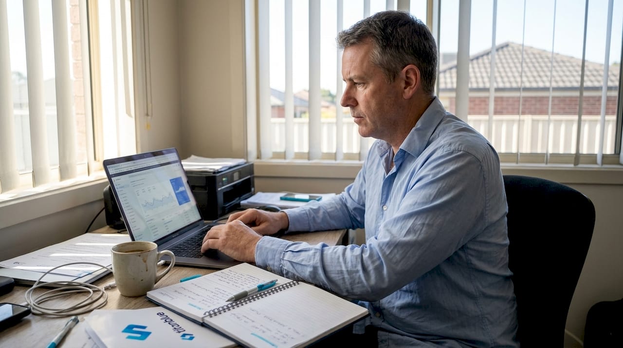 Australian SMB owner reviewing SEO analytics