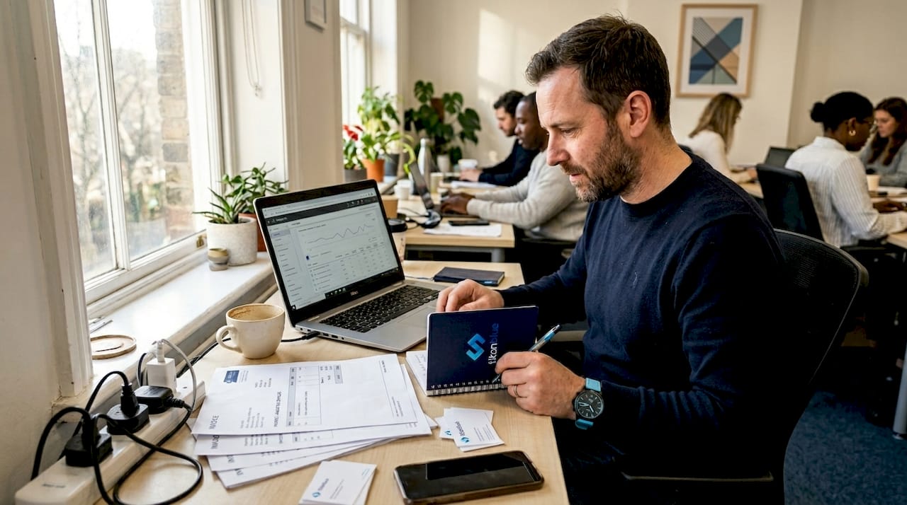 Australian SME owner checks digital advertising dashboard