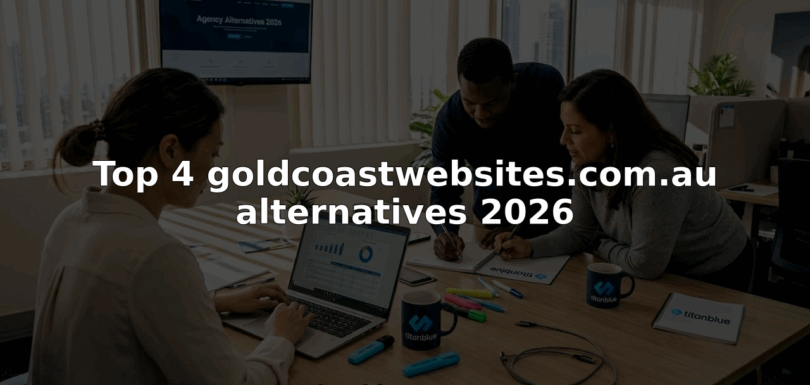 Team comparing Gold Coast web design agencies around meeting table