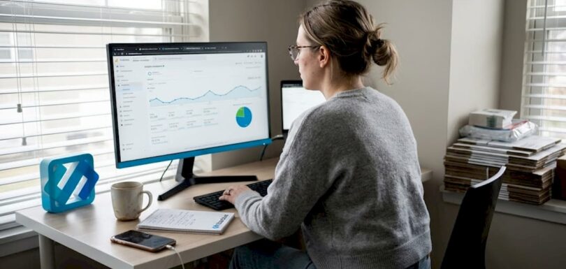 E-commerce manager reviewing analytics data