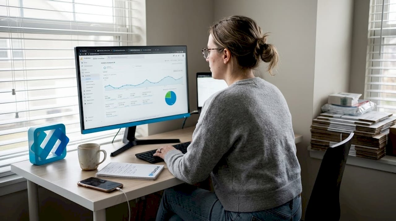 E-commerce manager reviewing analytics data