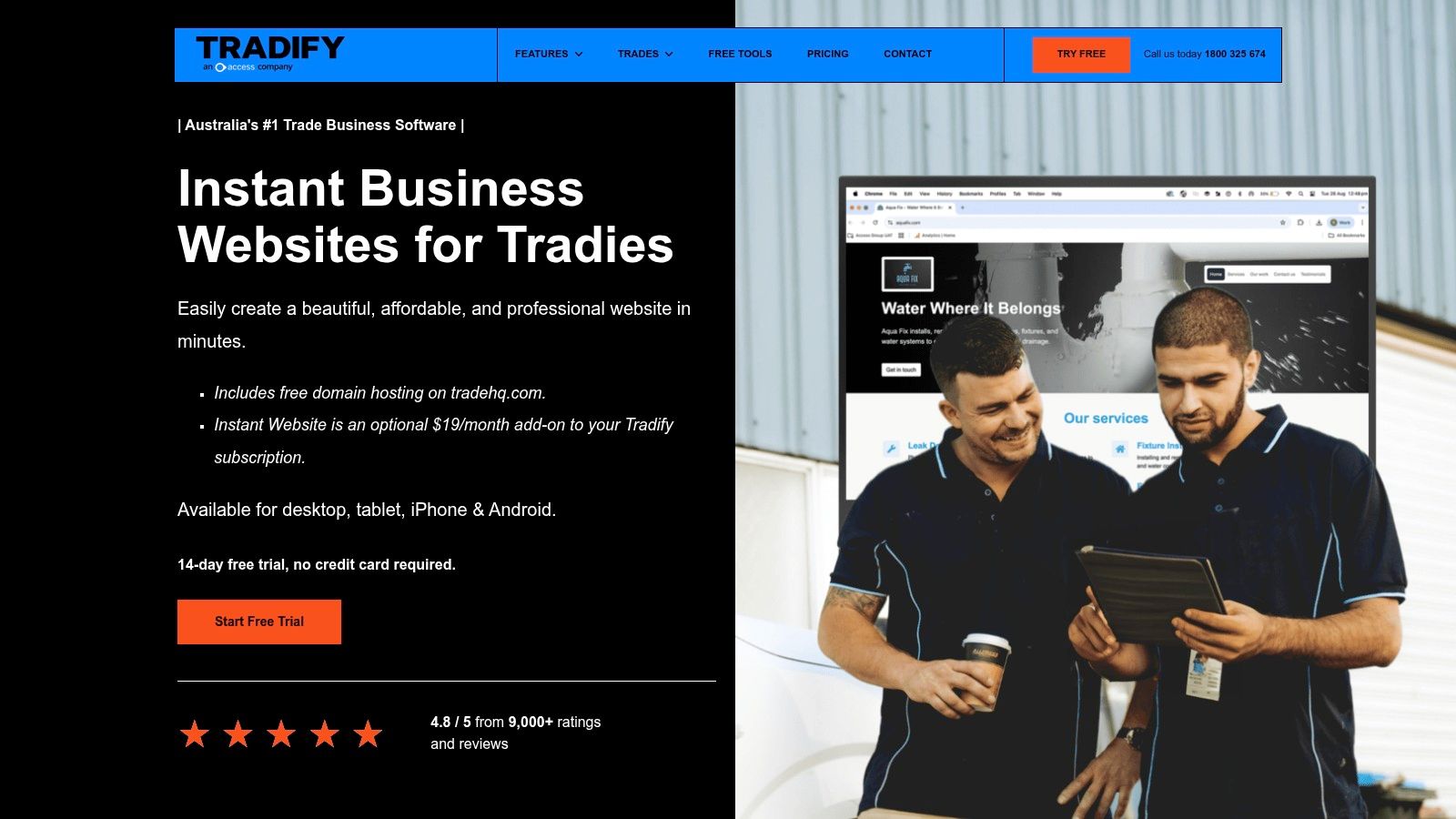 Tradify, Instant Website (add-on)