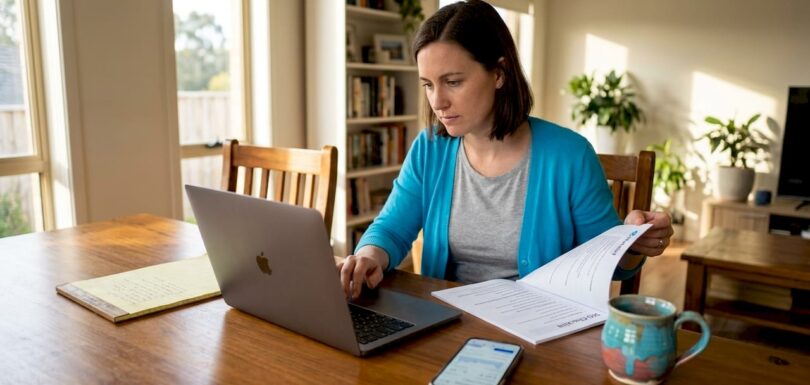 Small business owner working on SEO checklist