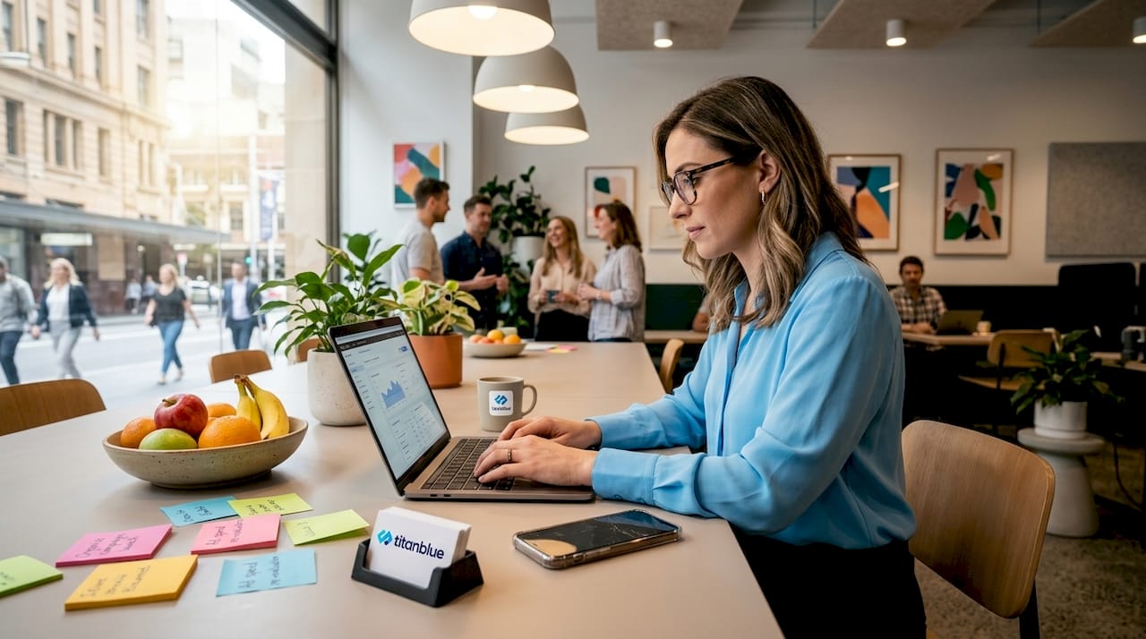 Small business owner checks digital ad results