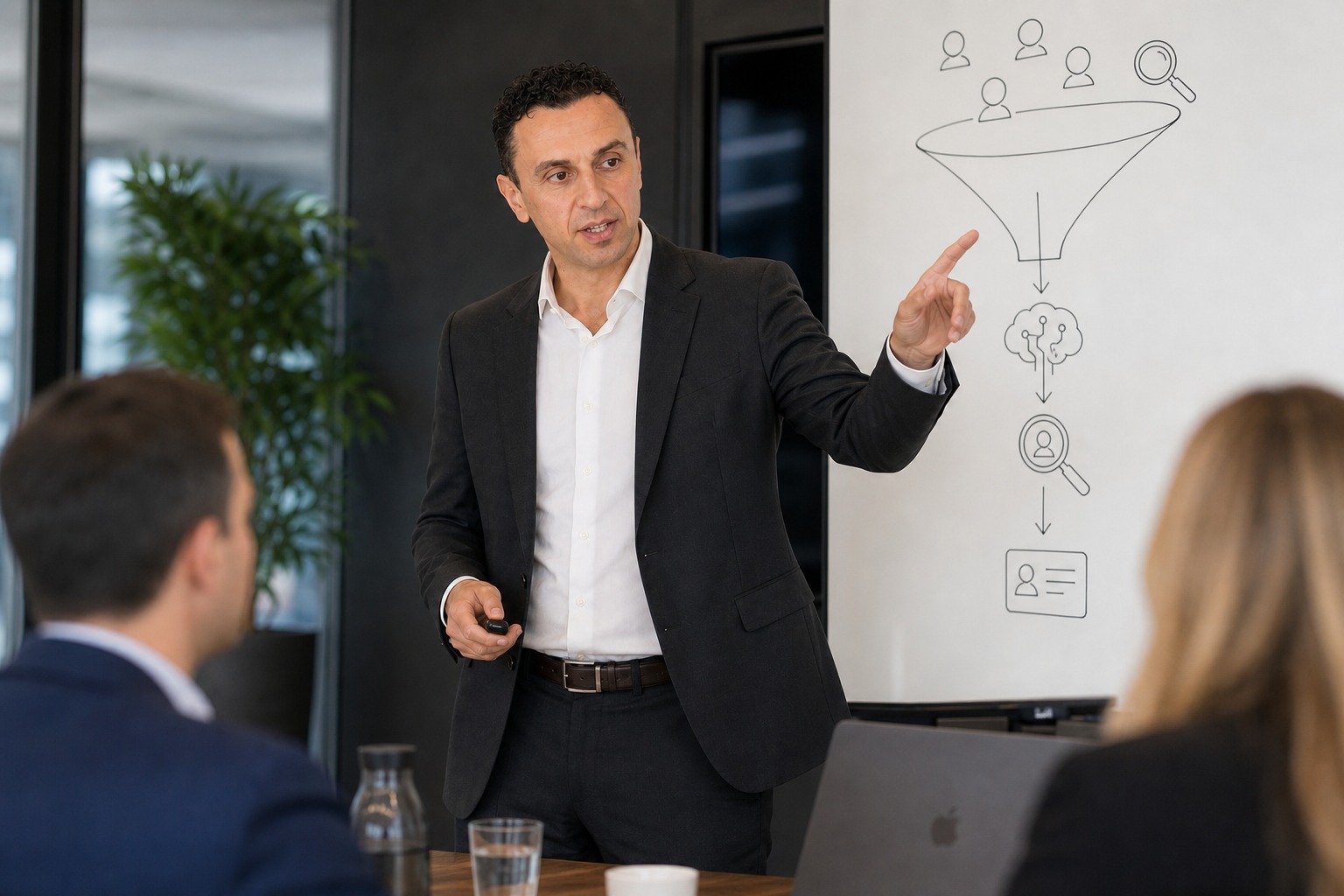 Richie Zengoski explaining AEO strategy on a whiteboard