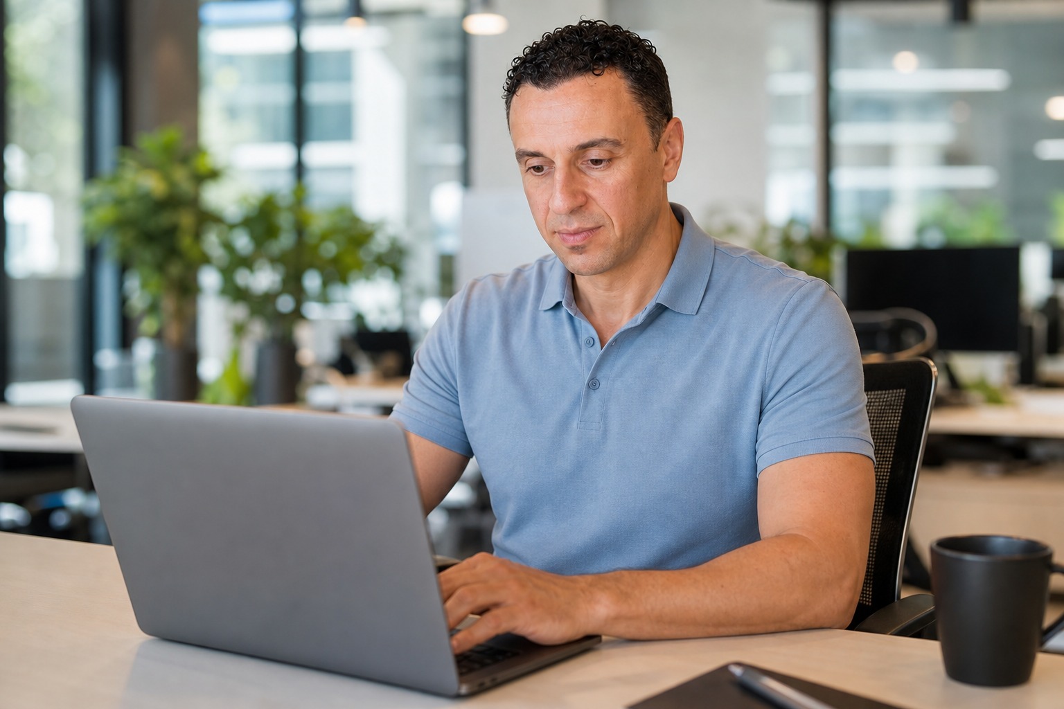Richie Zengoski reviewing AI search analytics on a laptop