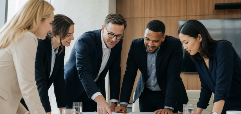 Australian business team reviewing AI search strategy in a modern meeting room