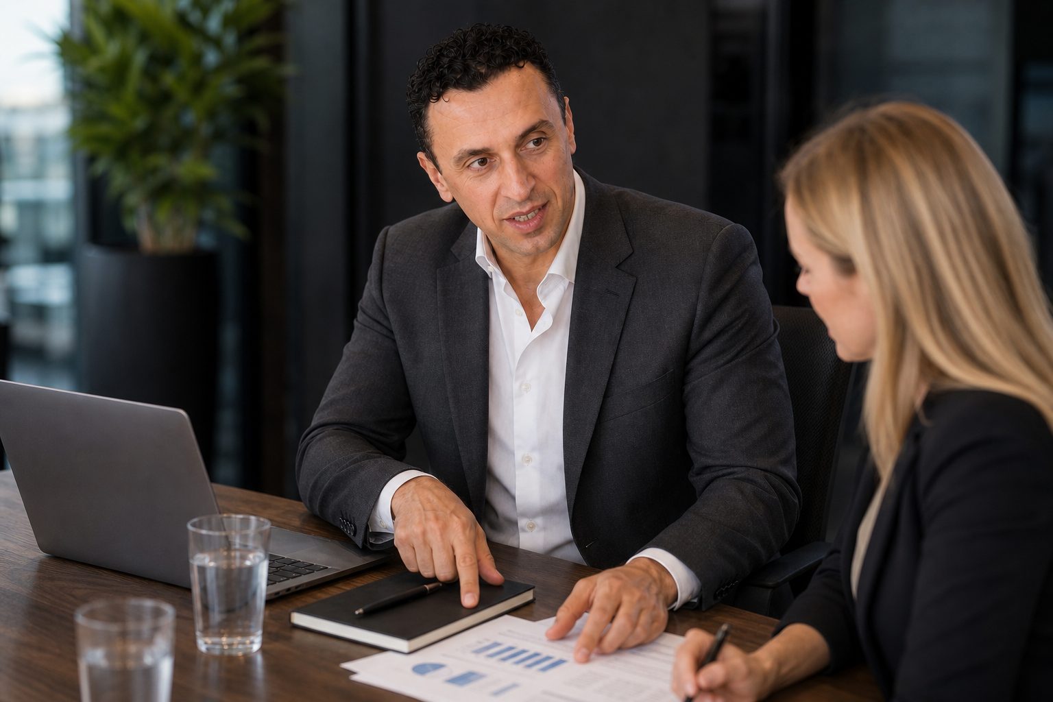 Richie Zengoski consulting with a client about their AI search strategy at Titan Blue