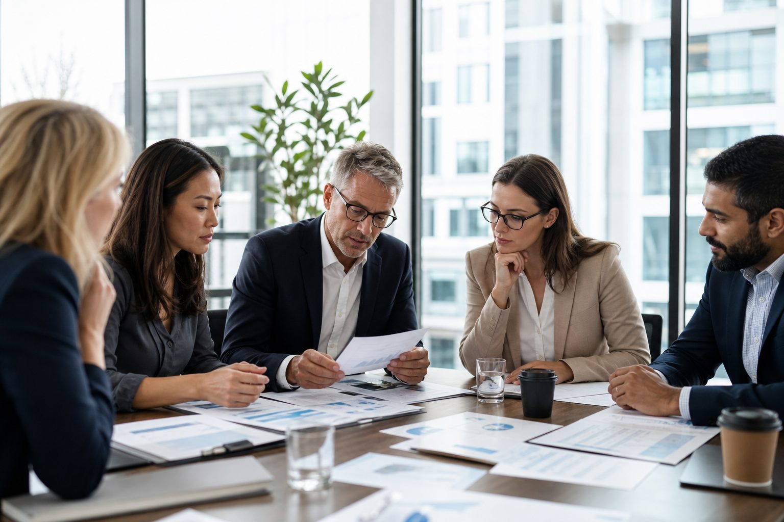 Australian business team reviewing AI search visibility strategy in a modern meeting room
