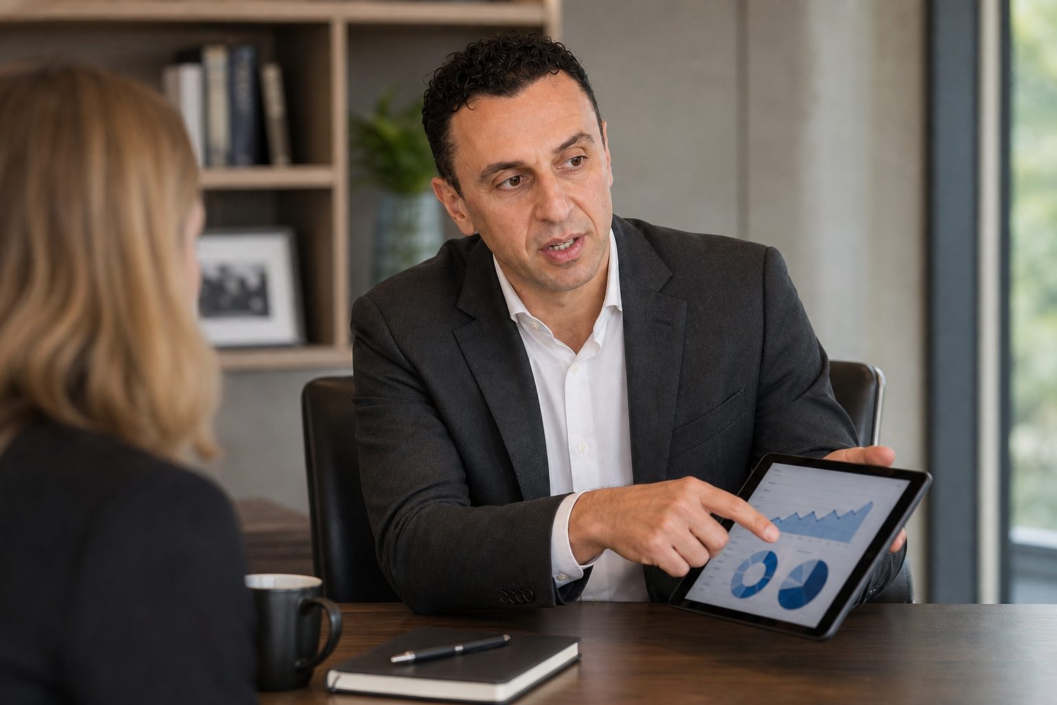 Richie Zengoski presenting AI search strategy to a client at Titan Blue Gold Coast
