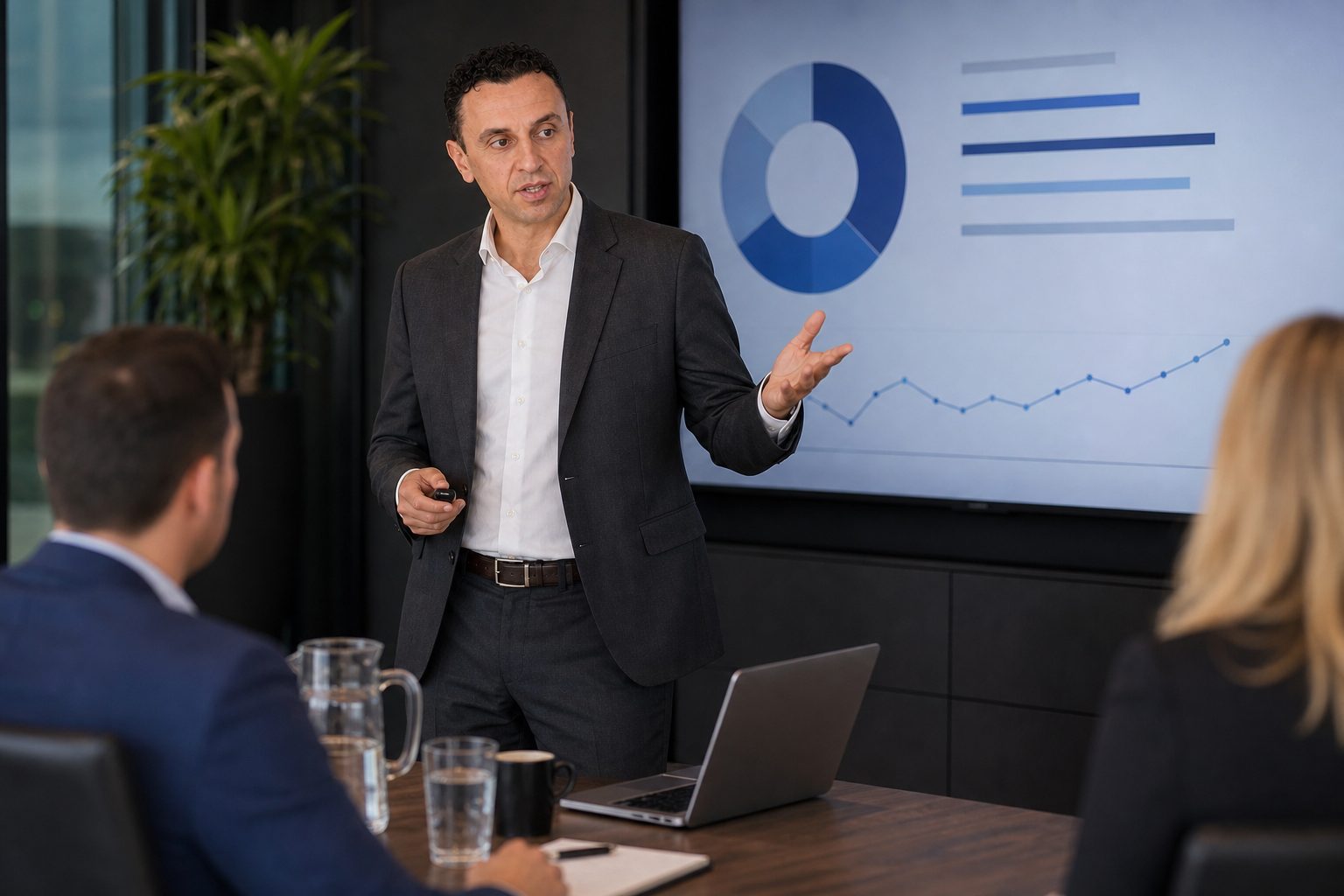 Richie Zengoski presenting an AI search strategy to a client at Titan Blue