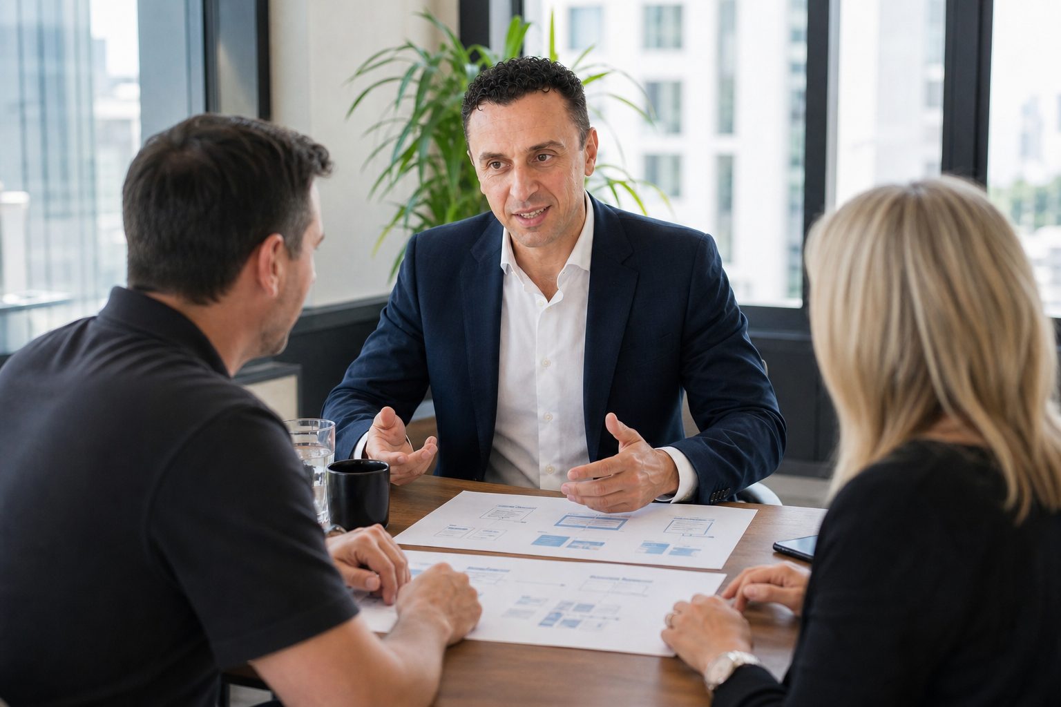 Richie Zengoski discussing website architecture with clients