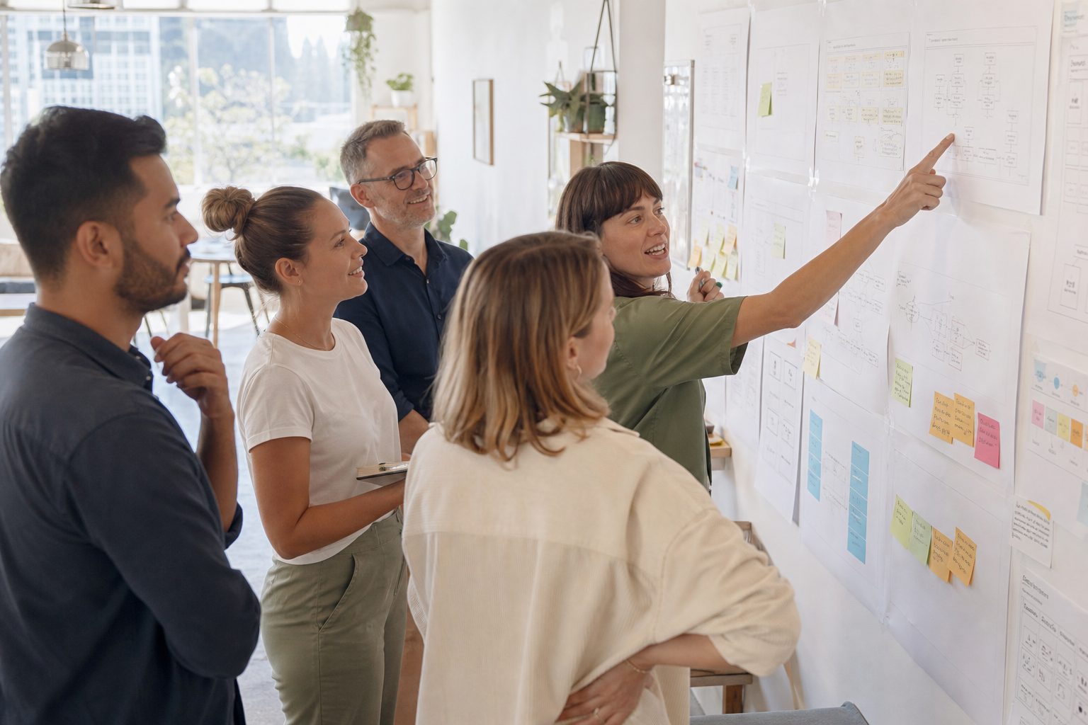 Team mapping an AEO website architecture