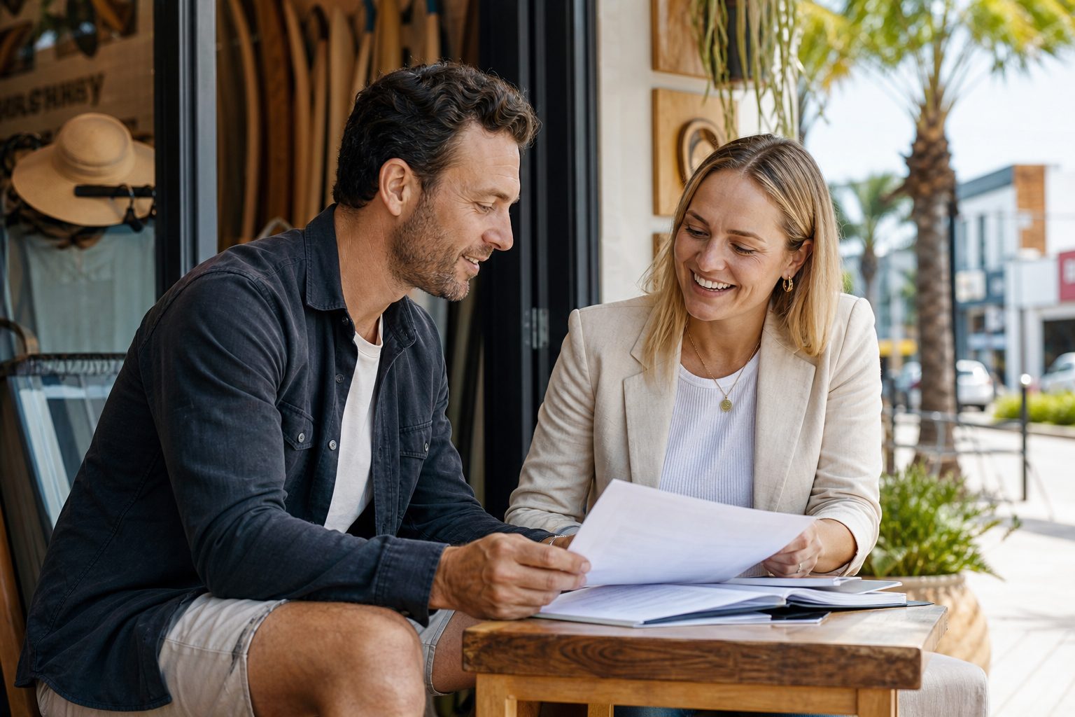 Gold Coast business owner reviewing a website and search plan