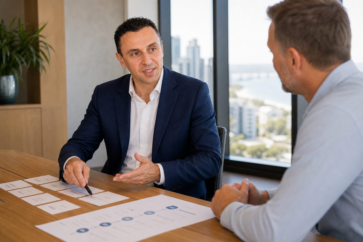 Titan Blue founder Richie Zengoski discussing a website strategy with a Gold Coast client
