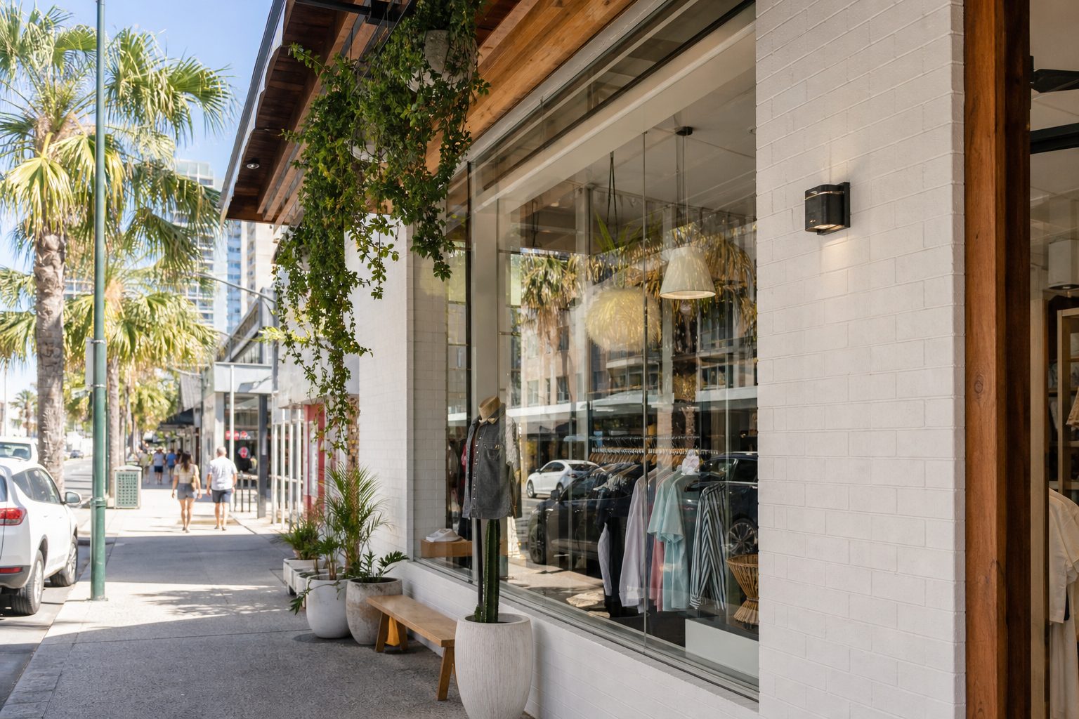 Small business storefront in Broadbeach, Gold Coast, representing a local entity needing AEO web design