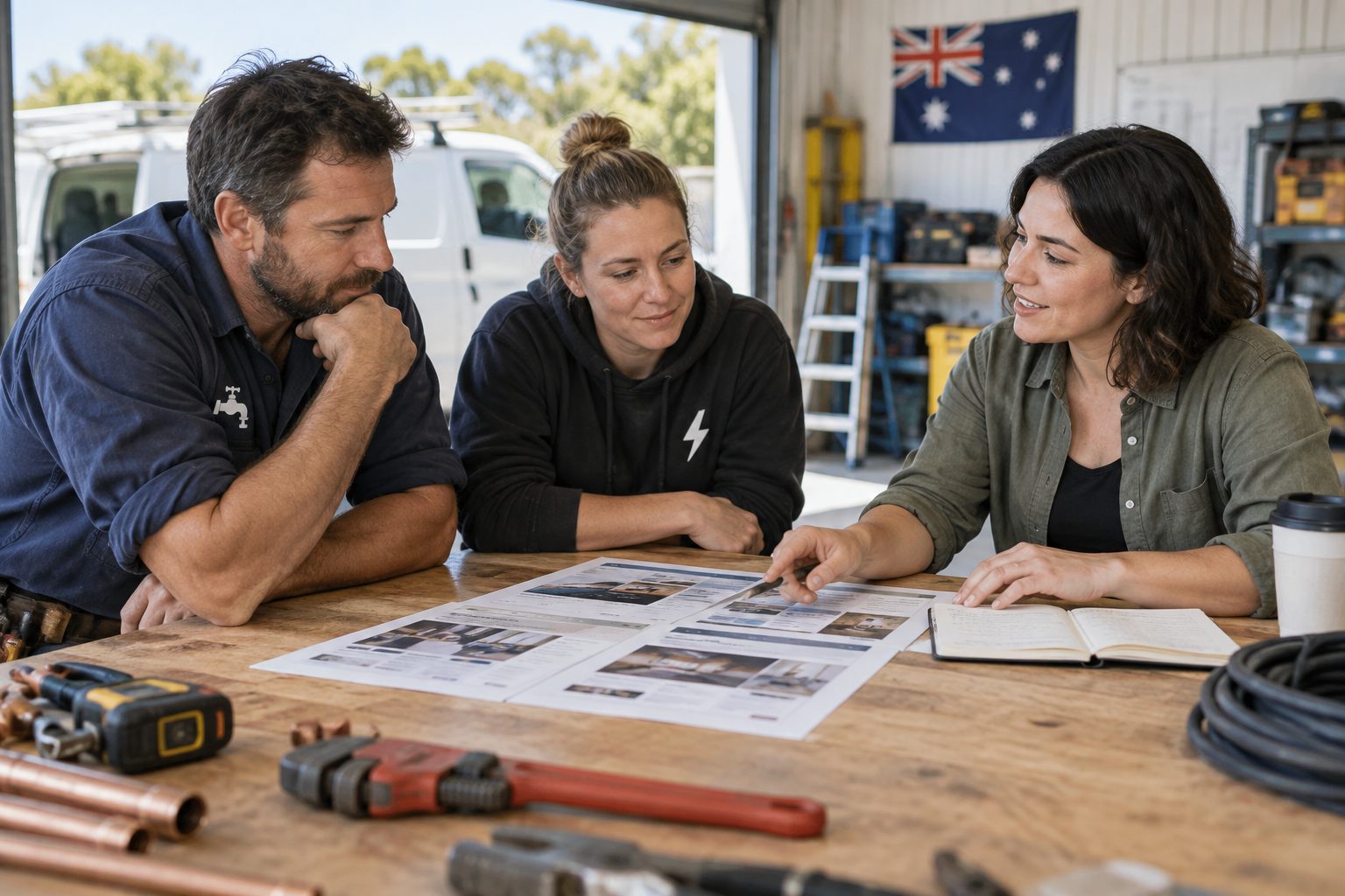 Australian tradie business owners plan website pages