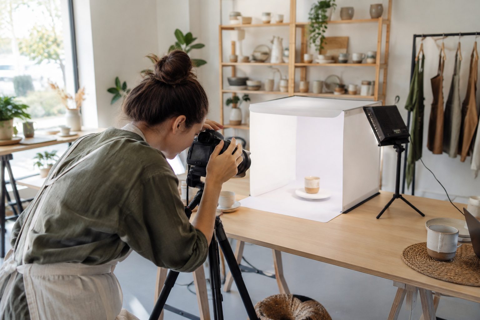 Product photography setup for an online store listing