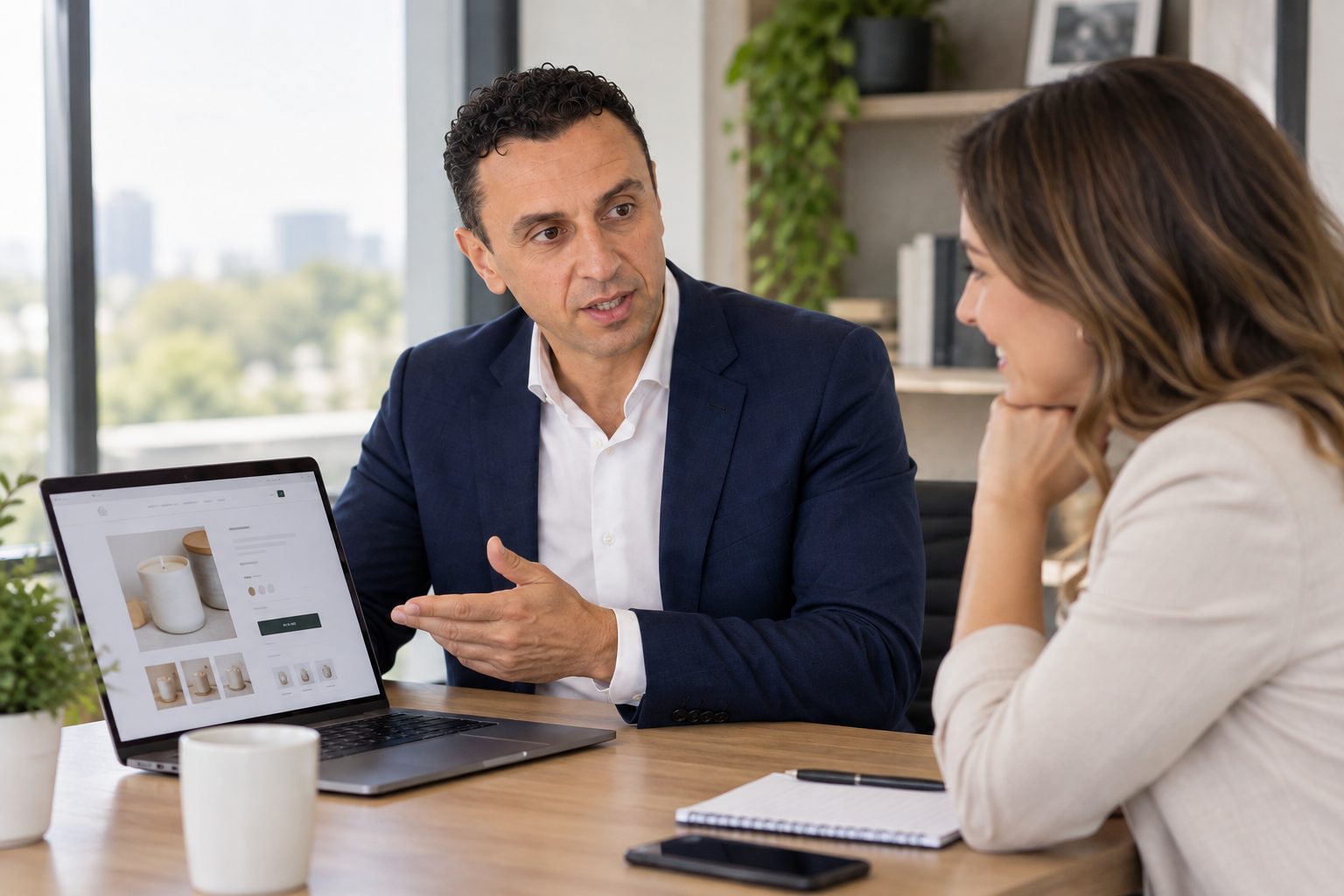 Titan Blue's Richie Zengoski consulting a client on their ecommerce product page design
