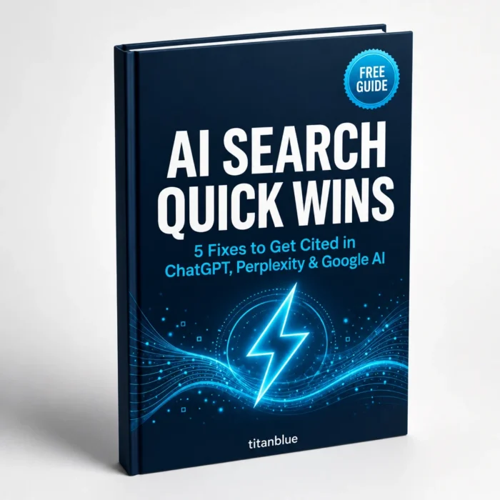AI Search Quick Wins free guide by Titan Blue: 5 fixes to get cited in ChatGPT, Perplexity and Google AI